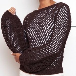 NWT Theory Mesh Knit Sweater in Dark Brown -